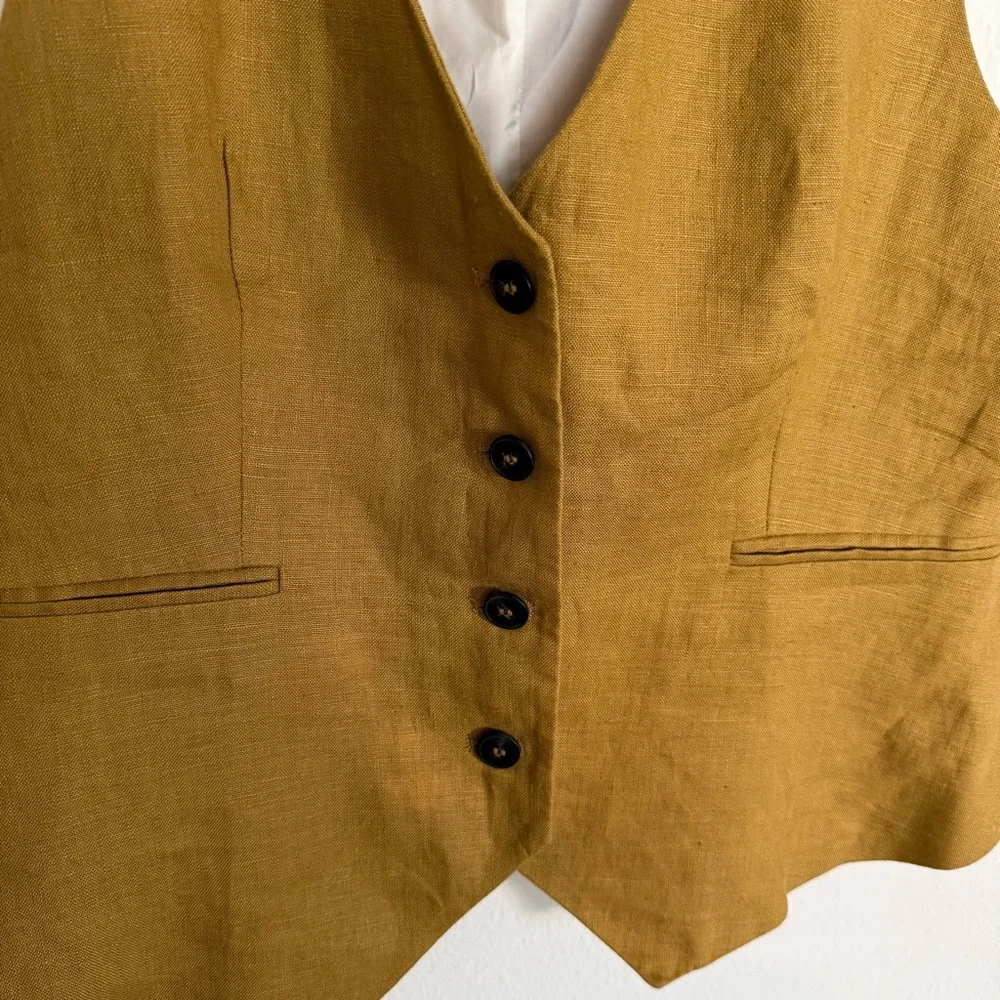 Women’s Zara Tailored Linen Vest Brown Large 2753 131 732 - Picture 5 of 7